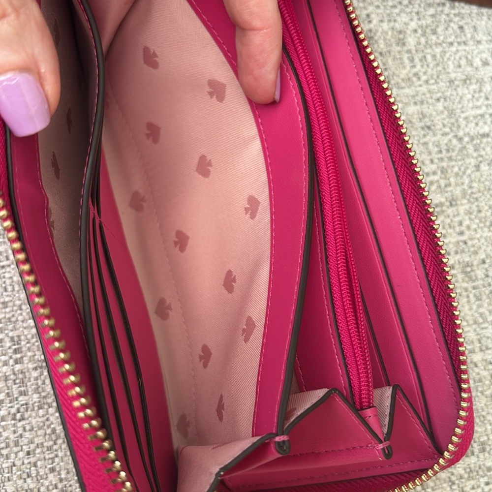 Kate Spade Croc Embossed Large Continental Wallet In Festive Pink - Picture 14 of 16